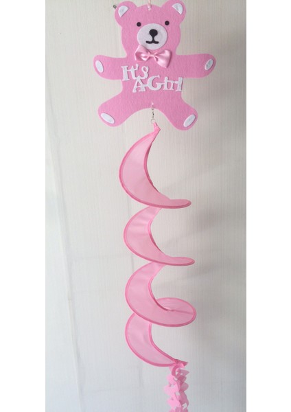 Dekoratif Ayı Objeli Ortam Dekoru, Bebek Odası Için, Hediyelik Pembe