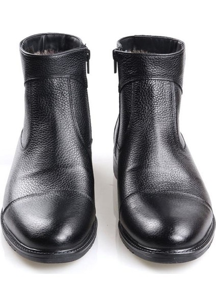 8606 Siyah Erkek (39-45) Klasik Kürklü Deri Bot indirimleri