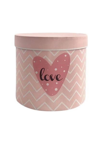 Pembe Çizgili Silindir Kutu 15cm