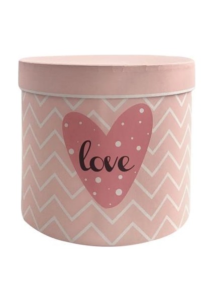 Pembe Çizgili Silindir Kutu 17CM