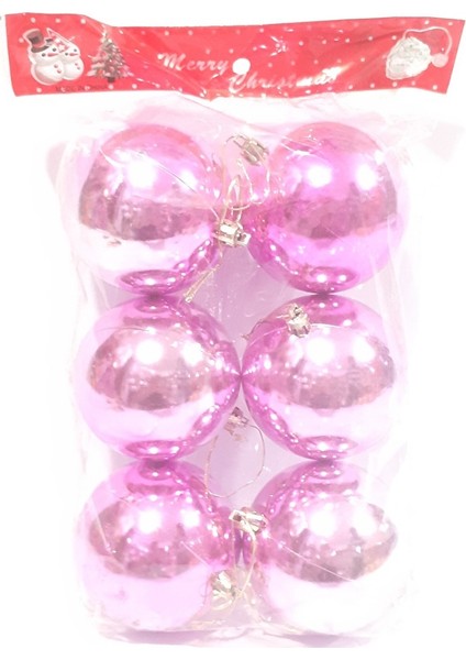 Yılbaşı Yeni Yıl Süsü Çam Ağacı Süs Top 8 cm 6'lı Pembe fiyatları