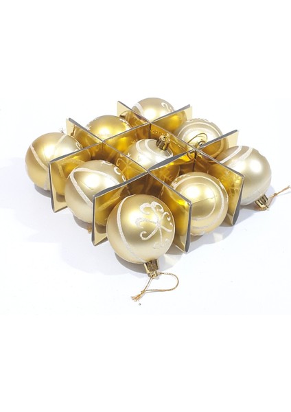 Yılbaşı Yeni Yıl Süsü Çam Ağacı Süs Top 9'lu 6 cm Desenli