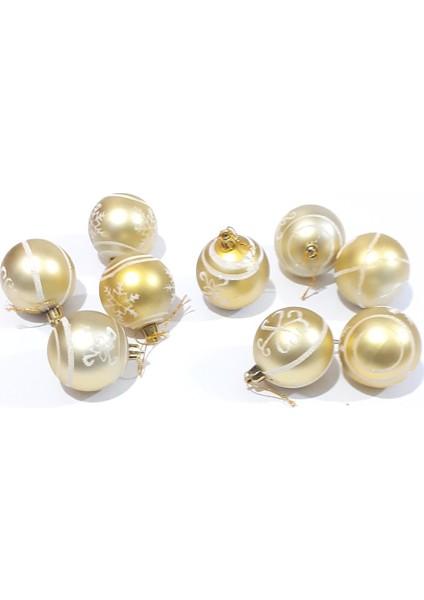 Yılbaşı Yeni Yıl Süsü Çam Ağacı Süs Top 9'lu 6 cm Desenli modelleri