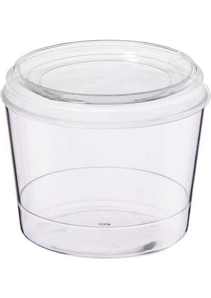 Plastik Tatlı Kabı Kasesi Kapaklı 250CC 30 Adet