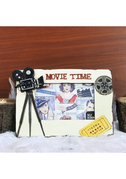 Kamera Temalı Krem Dekoratif Fotoğraf Çerçevesi modelleri