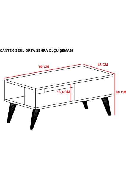 Cantek Dizayn Seul Orta Sehpa Safirmeşe-Beyaz