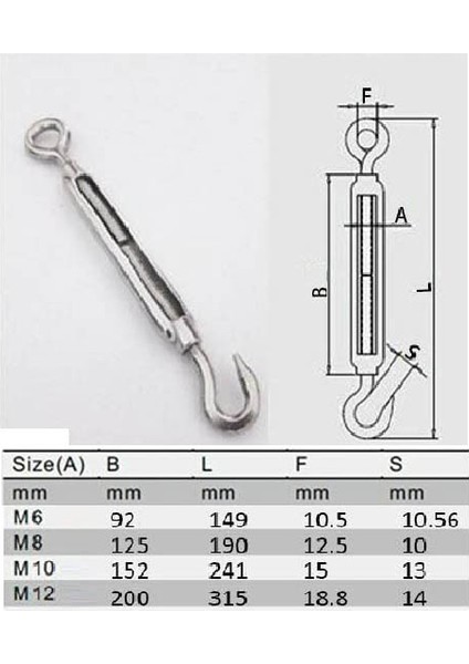 Galvanizli Gerdirme Liftin 10 mm 5 Adet