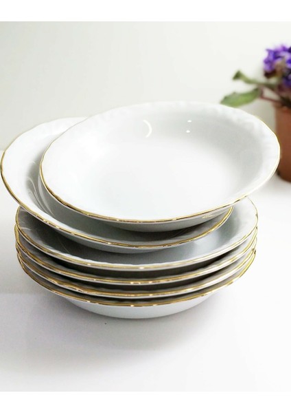 6 Lı17 cm Yaldızlı Yemek Tabağı 6 Adet