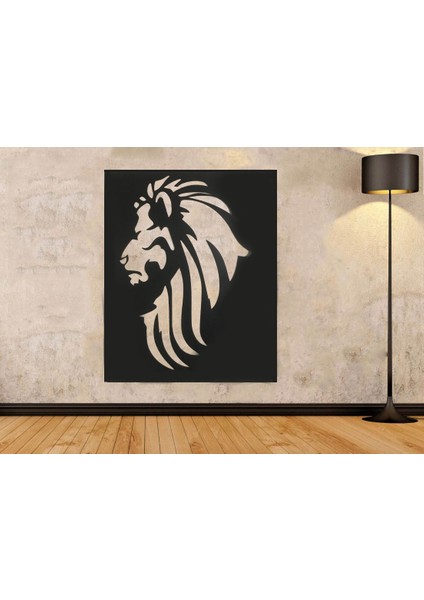 Aslan Temalı Ahşap Duvar Tablosu