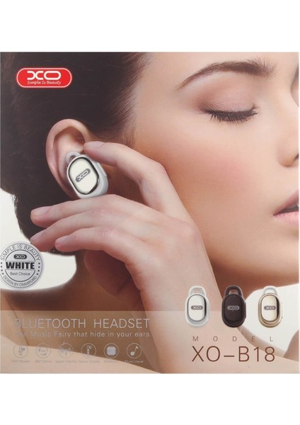 Bluetooth Headset XO-B18 Kulaklık Beyaz