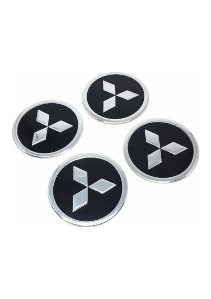 Mitsubishi Alüminyum Yapıştırma Jant Göbeği Siyah 4'lü 60MM