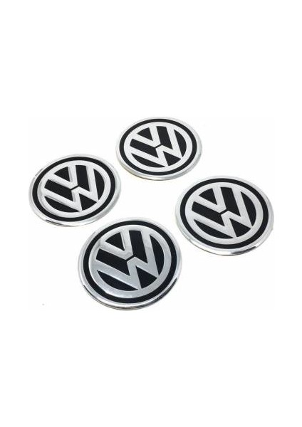 Volkswagen Alüminyum Yapıştırma Jant Göbeği Siyah 4'lü 60MM