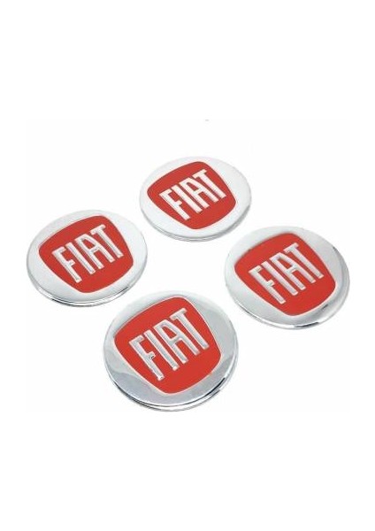 Fiat Alüminyum Yapıştırma Jant Göbeği Kırmızı 4'lü 60MM
