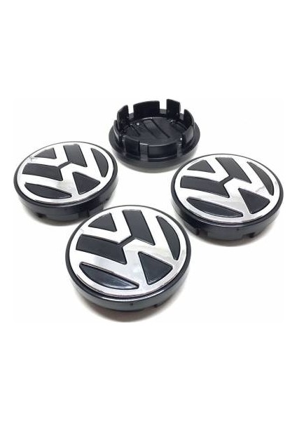 Volkswagen Kromlu Geçme Jant Göbeği Siyah 4'lü 57/65MM