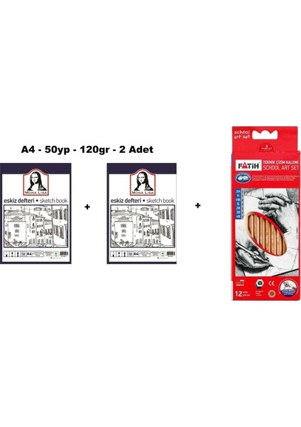 Mona Lisa BN05-4 Eskiz Defteri A4 120 gr 50 Yaprak 2'li