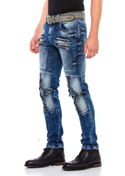 CD551 Dizleri Fermuarlı Sokak Modası Skinny Erkek Kot Pantolon fiyatları