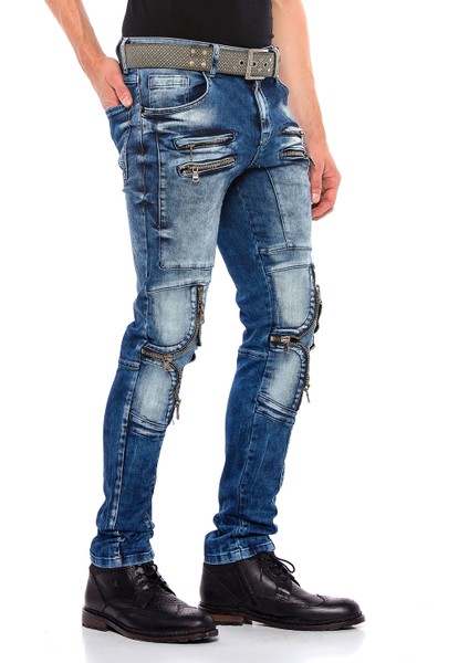 CD551 Dizleri Fermuarlı Sokak Modası Skinny Erkek Kot Pantolon modelleri