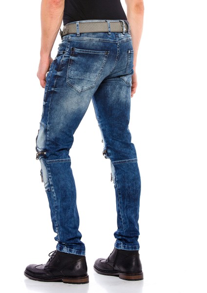 CD551 Dizleri Fermuarlı Sokak Modası Skinny Erkek Kot Pantolon fırsatları