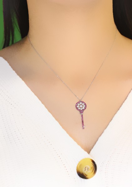 Anahtar Model Hayalet Gümüş Kolye