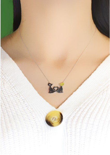 Kedi Model Hayalet Gümüş Kolye