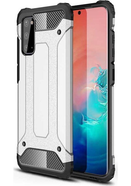 - Samsung Galaxy S20 FE - Kılıf Çift Katman Zırh Tank Crash Military Kapak - Gri - T15162