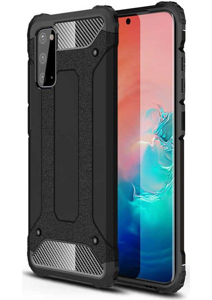 - Samsung Galaxy S20 FE - Kılıf Çift Katman Zırh Tank Crash Military Kapak - Siyah - T15162