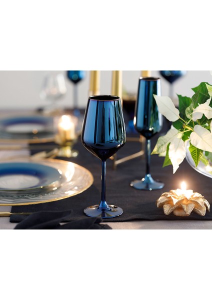 Jade Cam 2'li Kadeh 350 ml Mavi - Lacivert