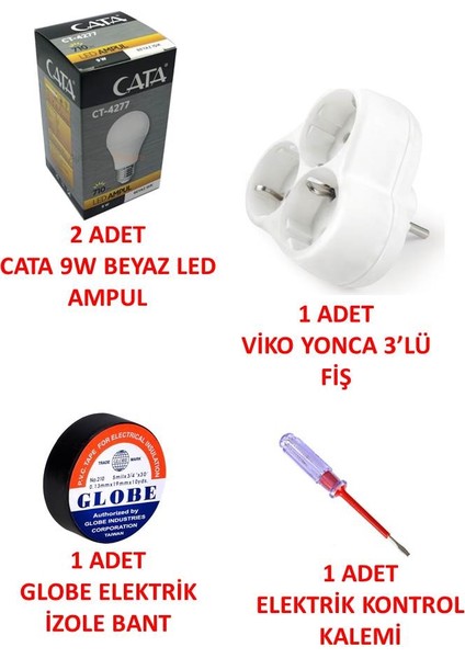 Her Eve Lazım Set (Led Ampul-Kontrol Kalemi-Yonca Fiş-Izole Bant) fiyatları