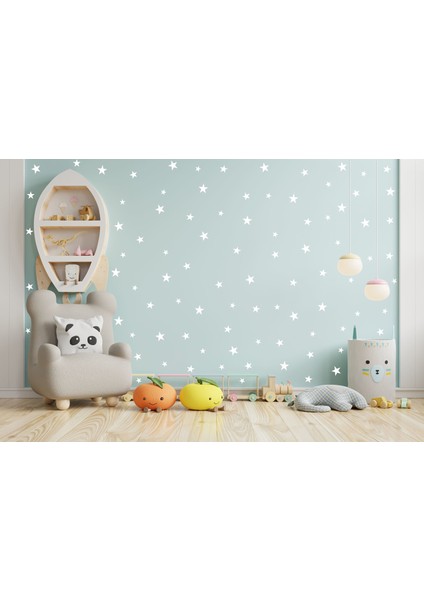 3-4-5 cm Mat Beyaz Yıldızlar Duvar Sticker 100 Adet