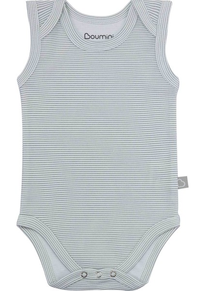 Kolsuz Bebek Çıtçıtlı Body Gri Çizgili Zarf Yaka 0-36 Ay