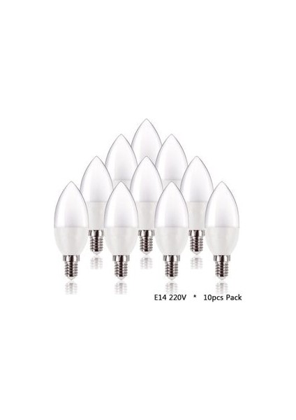 Mum Ampul LED 7W Günışığı ( 10 Adet ) Ince Duylu