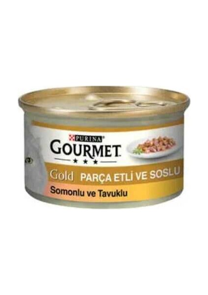 Gold® Parça Etli Somonlu & Tavuklu Yaş Kedi Maması 85Gr