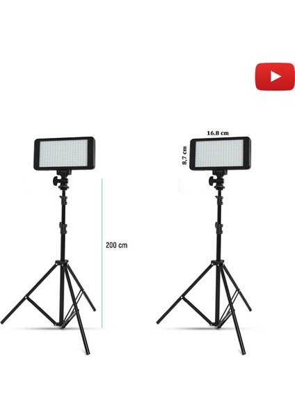 Pro LED 228 Bataryalı 2’li Sürekli LED Işık Seti