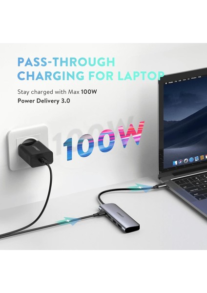 Type-C to HDMI USB 3.0 TF SD PD Dönüştürücü Çok Fonksiyonlu Adaptör