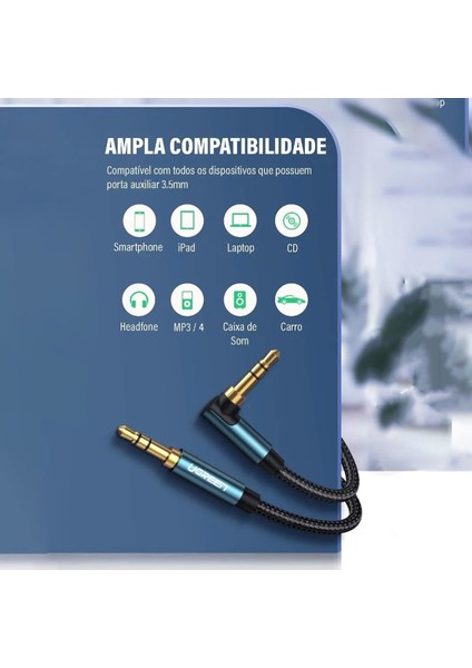 90 Derece L Tipi 3.5mm Aux Ses Kablosu 1 Metre