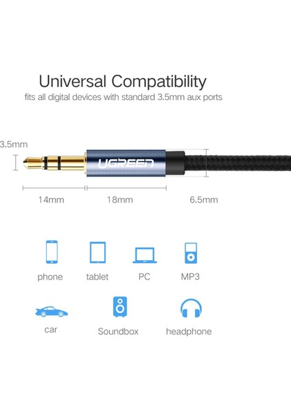 90 Derece L Tipi 3.5mm Aux Ses Kablosu 1 Metre