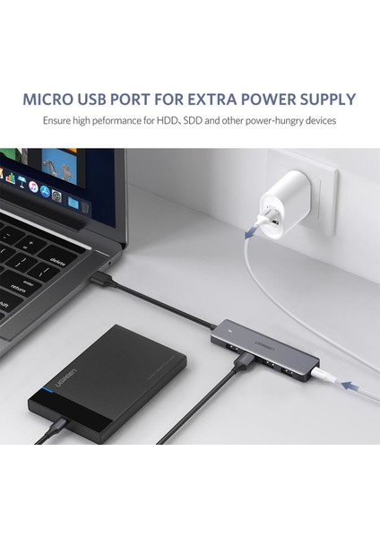 4-Port USB3.0 Hub with USB-C Power Supply - 50985