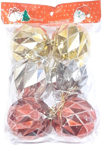 Yılbaşı Yeni Yıl Süsü Çam Ağacı Süs Top Desenli 7 cm 6'lı fiyatları