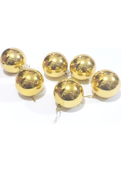 Yılbaşı Yeni Yıl Süsü Çam Ağacı Süs Top 7 cm 6'lı Altın