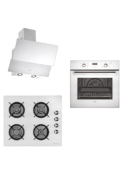 Lüx Beyaz Ankastre Set (Ao 2163 W60 Fırın + Ah 1240 WG60 Ocak + Ch 1454 Rc W60 Davlumbaz)