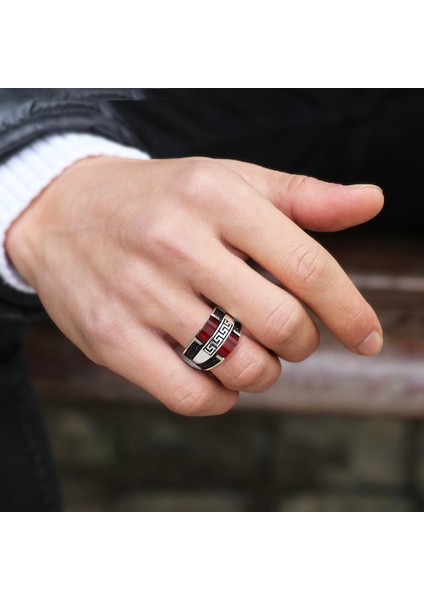 Kırmızı Zirkon Taşlı 925 Ayar Gümüş Menderes Yüzüğü indirimleri