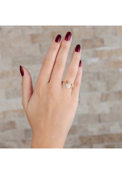 Zirkon Taşlı Spider Tasarım Gold Renk 925 Ayar Gümüş Bayan Yüzük modelleri