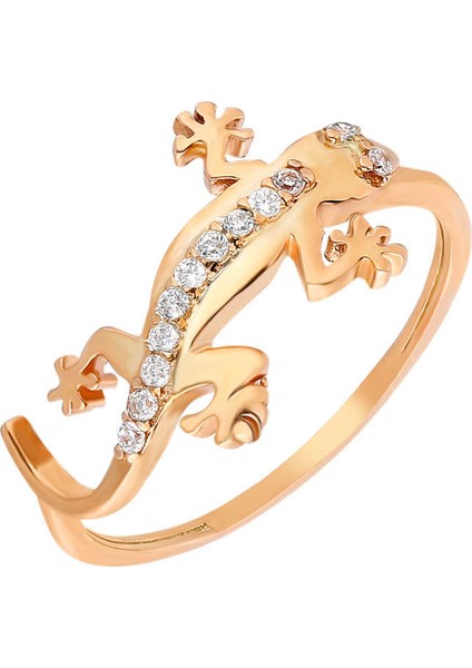 Zirkon Taşlı Kertenkele Tasarım Rose Renk 925 Ayar Gümüş Bayan Yüzük fiyatları