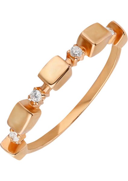 Zirkon Taşlı Sıralı Küp Tasarım Rose Renk 925 Ayar Gümüş Bayan Yüzük fiyatları