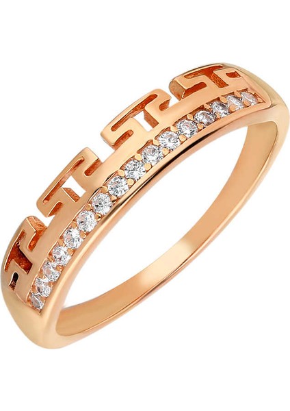 Zirkon Taşlı T Tasarım Rose Renk 925 Ayar Gümüş Bayan Yüzük fiyatları