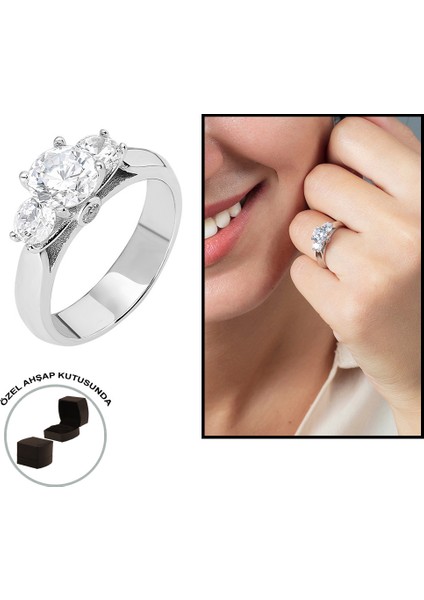 Starlight Diamond Pırlanta Montür 925 Ayar Gümüş Bayan Tria Yüzük