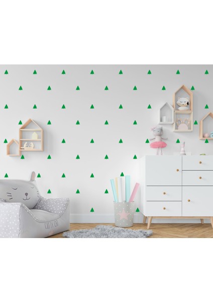 5 cm Mat Yeşil Ağaçlar Duvar Sticker 100 Adet