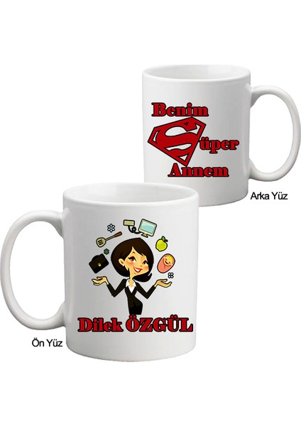 Ofiste Çalışan Anneye Hediye Isimli Kupa Bardak