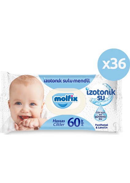 Izotonik Sulu Islak Mendil Hassas Ciltler 60'lı 36*60 2160 Yaprak