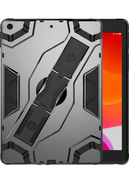Apple iPad 7/8. Nesil Kılıf 10.2" Darbeye Dayanıklı Defens Silikon Tablet Arka Kapak Gri - Siyah